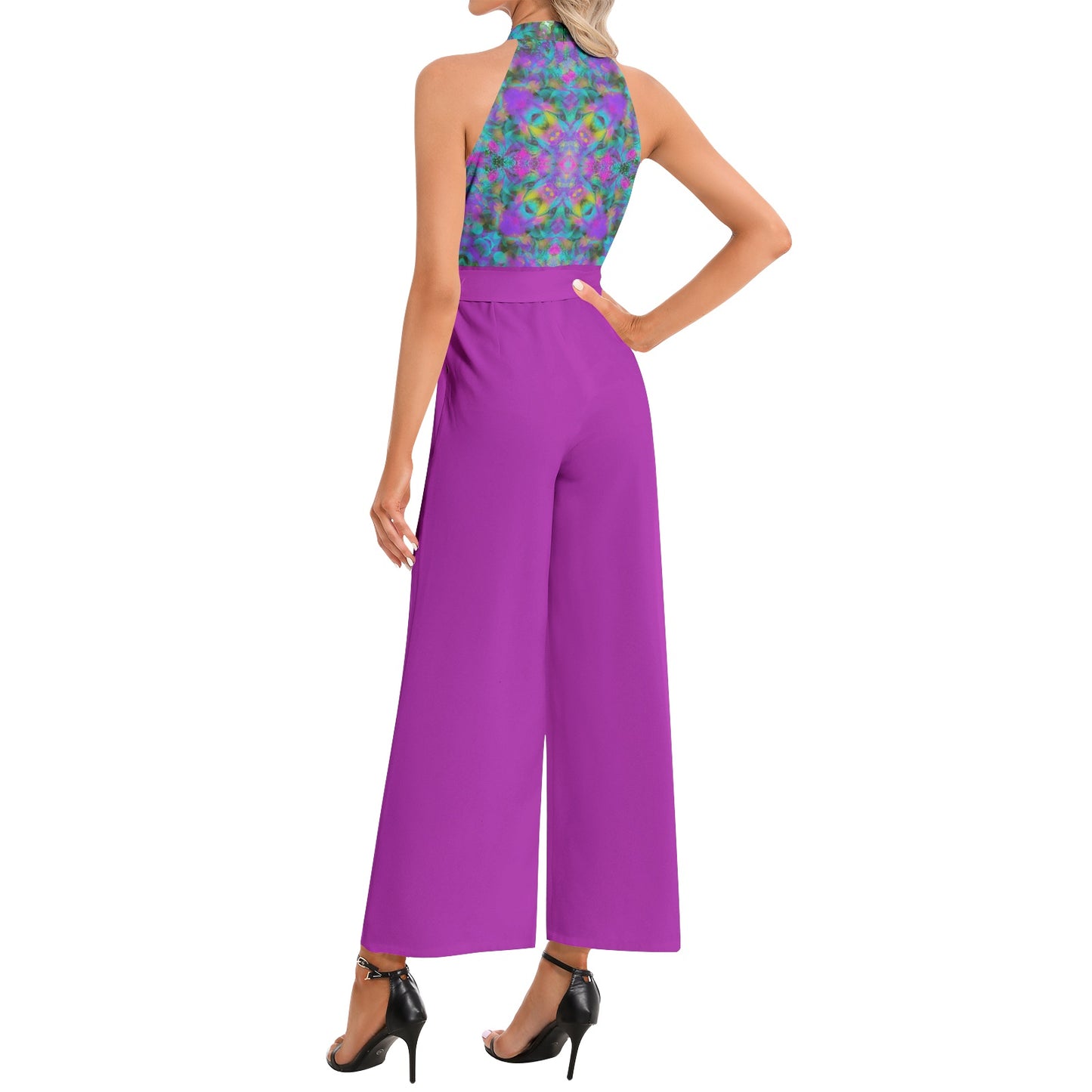 Cecilia Halter Neck Buckle Belted Jumpsuit