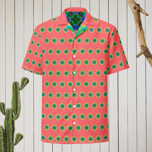 Parrot Isle Pattern Salmon button shirt