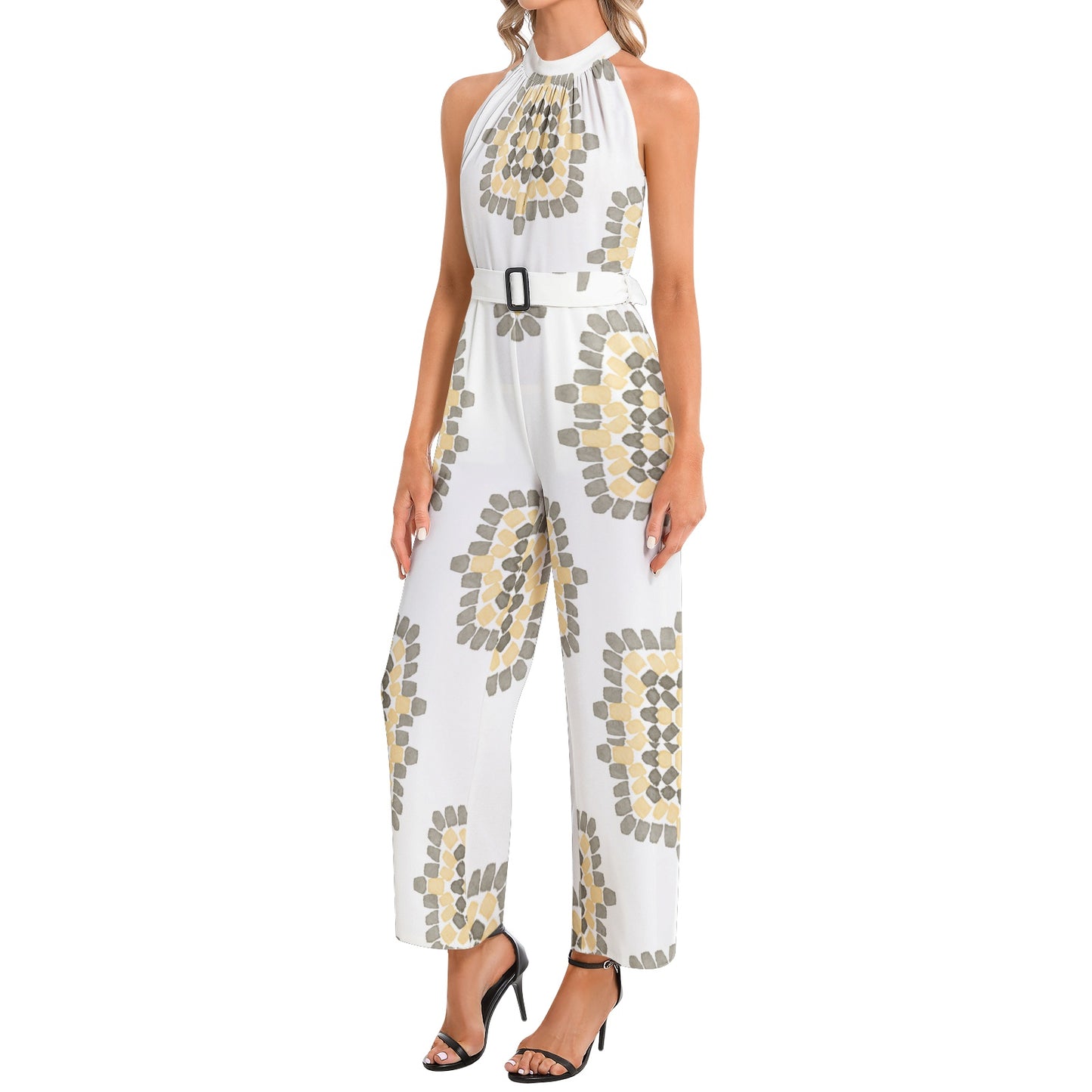 Ashlynn halter Neck Buckle Belted Jumpsuit