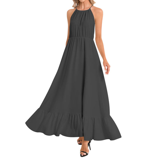 Sara  Ruffle Hem Halter Neck Maxi Dress