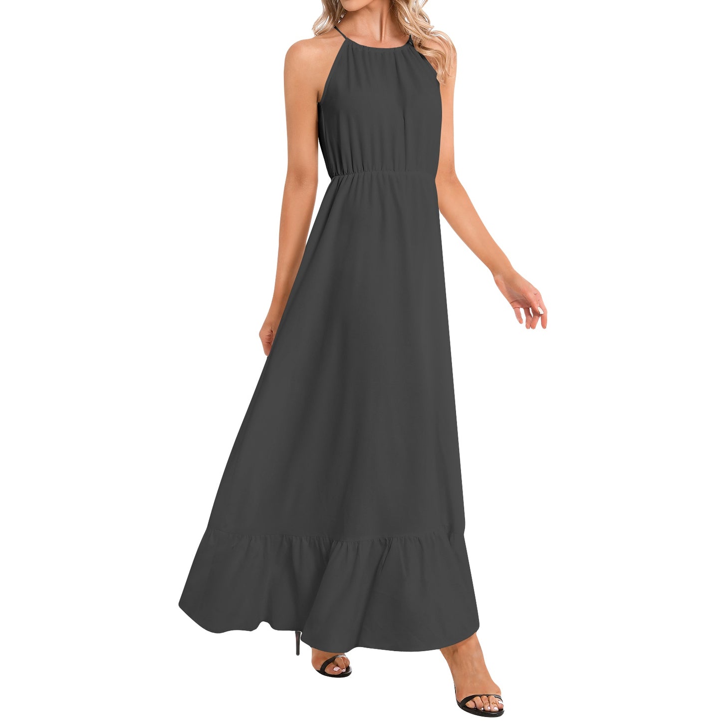 Sara  Ruffle Hem Halter Neck Maxi Dress