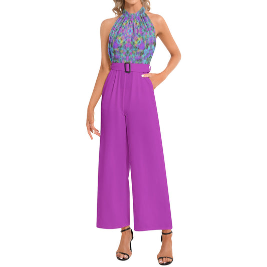 Cecilia Halter Neck Buckle Belted Jumpsuit
