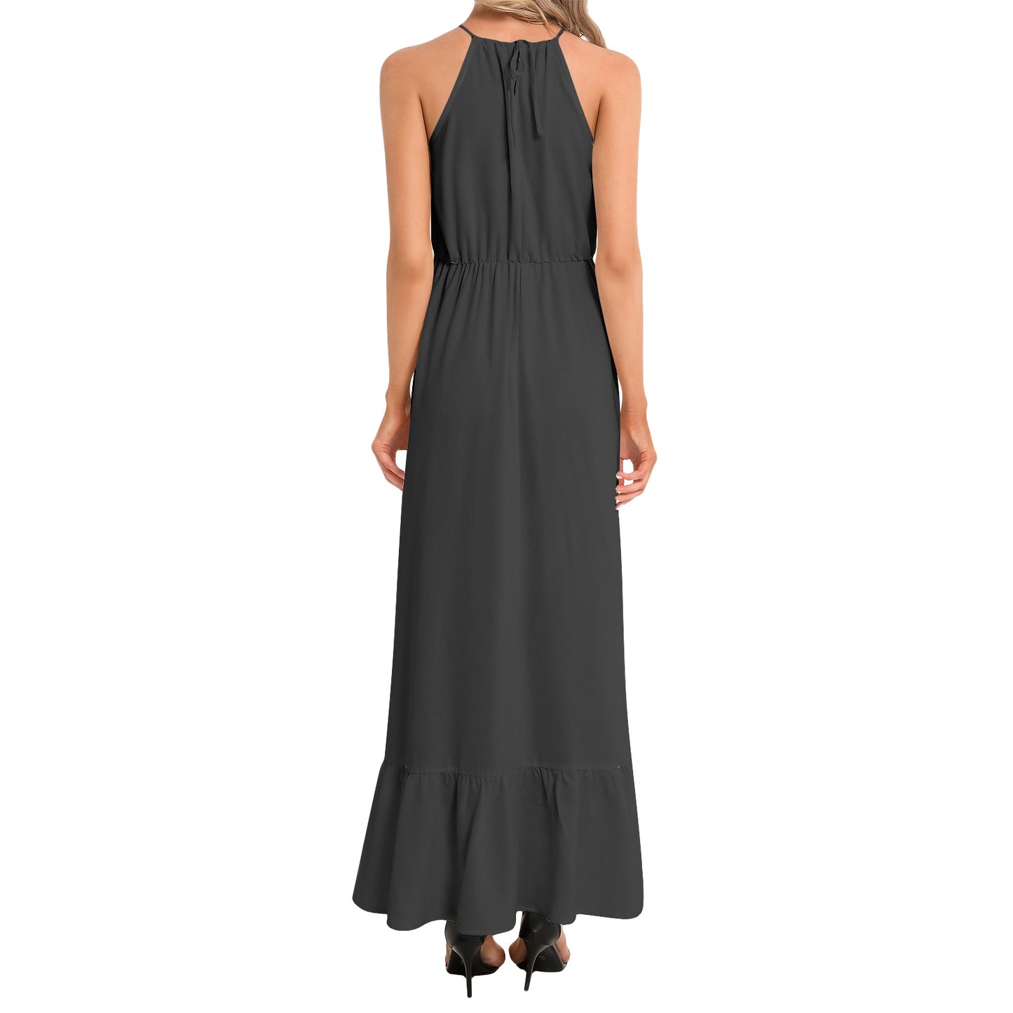 Sara  Ruffle Hem Halter Neck Maxi Dress