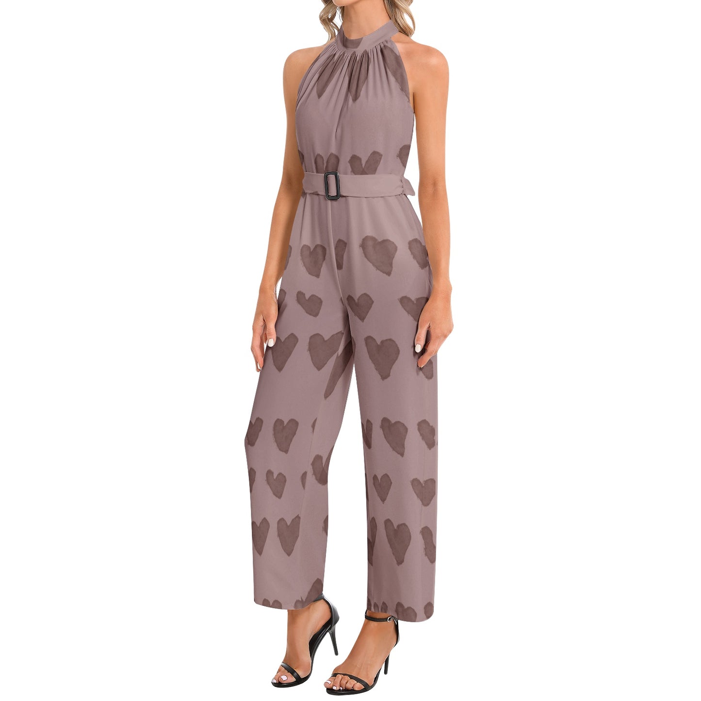 Marianna Halter Neck Buckle Belted Jumpsuit