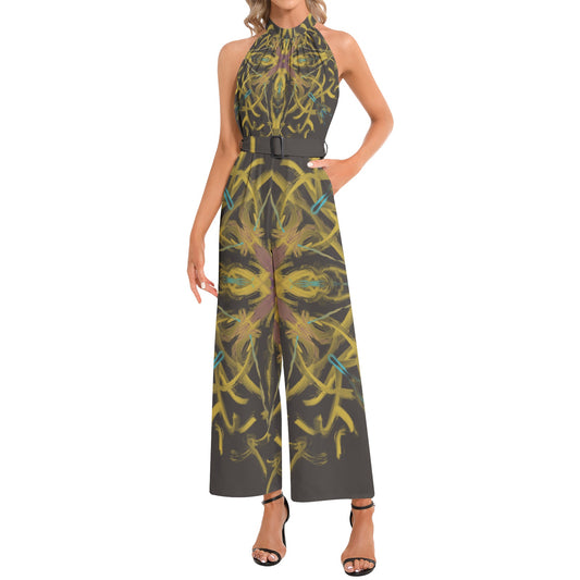 Heidi lee Halter Neck Buckle Belted Jumpsuit